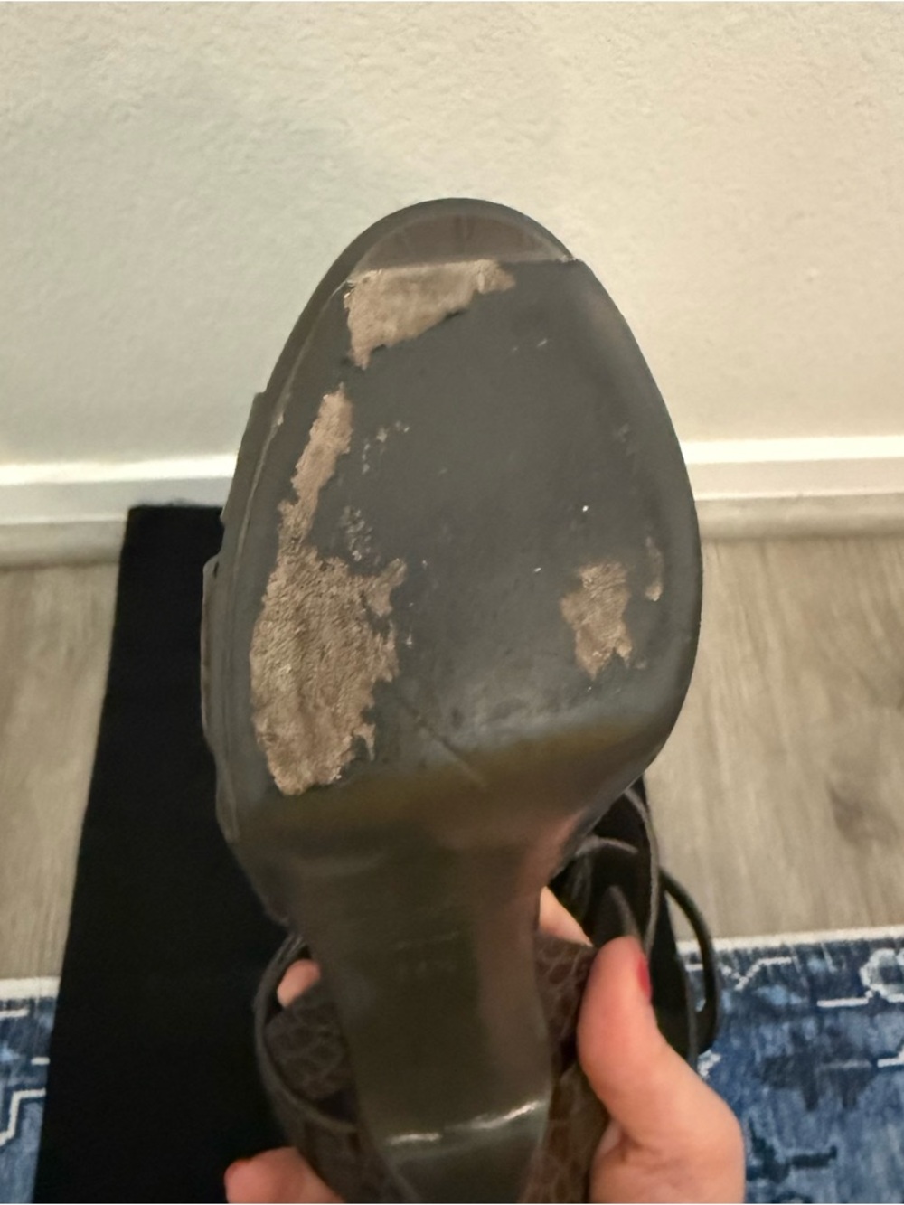 Saint Laurent Brown Taupe  Croc-Embossed Tribute Sandals 38.5 - Picture 11 of 11